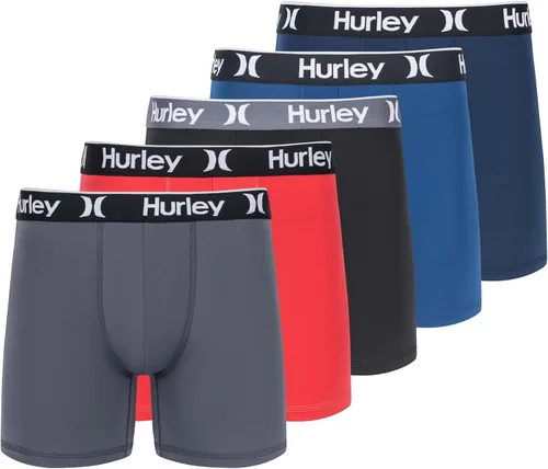 Vista 32 de Hurley calzoncillos tipo bóxer elásticos para hombre, paquete de 5 Combo de helecho de carbón