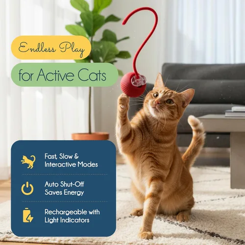 Vista 2 de Oh My Cat! Juguetes interactivos para gatos: suministros eléctricos automáticos para gatos aburridos de interior, gatitos y mascotas adultas
