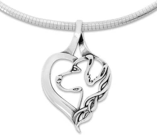 Vista 3 de Collar con colgante de corazón Golden Retriever, regalos de joyería para madres Golden Retriever, Plata esterlina, No es una piedra preciosa