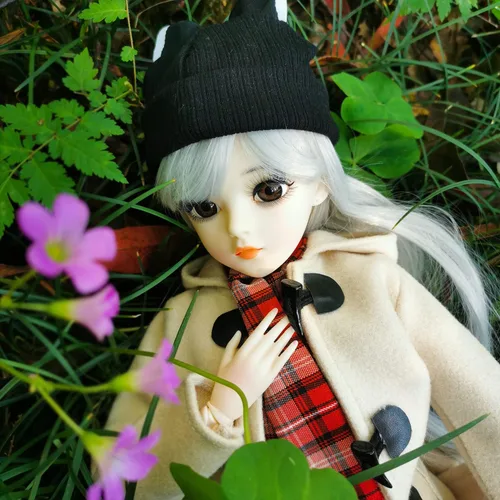 Vista 9 de Muñeca BJD de 1/3, 22 articulaciones movibles, juego completo con abrigo beige y traje a cuadros 24 pulgadas SD muñeca, seguro para niños de 6 años
