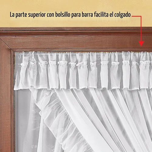 Vista 6 de Isabella Ruffled Sheer tela cortina de bolsillo ventana Barra Set Azul