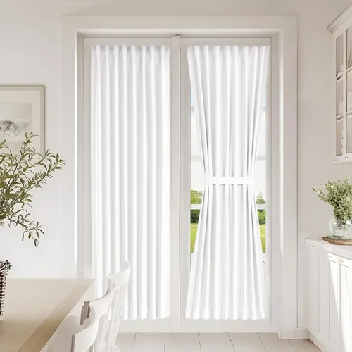 Vista 78 de Vatge Cortinas laterales autoadhesivas para puertas de cristal, sin taladro, extraíble, panel de filtrado de luz, 1 panel, 12 pulgadas de ancho x 60