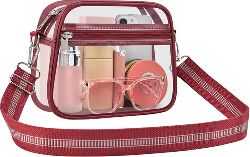 Vista 13 de Bolsa transparente para eventos de estadio, bolsa transparente para mujer, bolsa cruzada, correa de hombro ajustable para conciertos, deportes