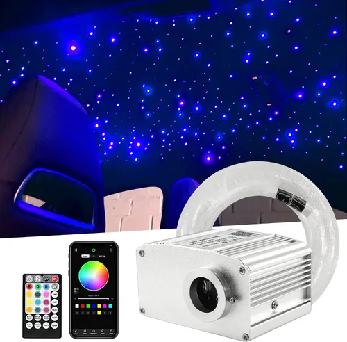 Vista 7 de ATOKEE Kit de Luminarias de Techo de Estrellas de 10W 150pcs 0.076cm 1.98m, Luces de Fibra Óptica con Efecto de Estrellas y Sonido Activadas