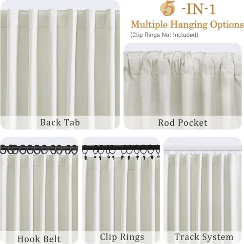 Vista 2 de UHITECH Cortinas opacas de 35 pulgadas de largo para sala de estar, 2 paneles, cortina opaca corta para cocina para ventanas pequeñas, cortinas