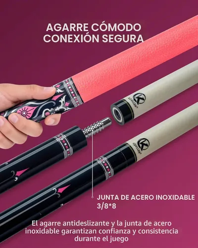 Vista 7 de KONLLEN Maple Pool Cue Stick, 58 Inch Low Deflection AK-02P-0.5 in