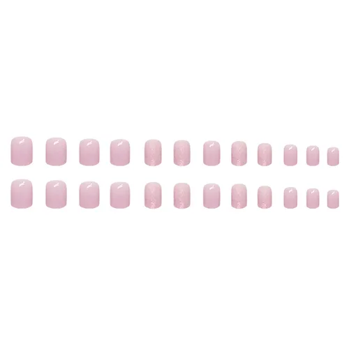 Vista 2 de Uñas postizas cuadradas cortas a presión, uñas postizas moradas de cobertura completa, uñas postizas brillantes con pegamento para uñas, uñas