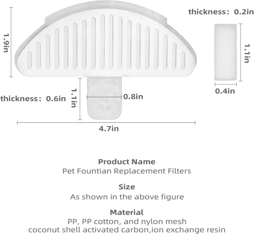 Vista 6 de Filtro de fuente de agua para gatos, filtro de fuente de bebida para mascotas, compatible con dispensador de gatos de 67 oz/2 L, alimentador