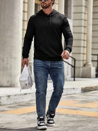Vista 4 de GORGLITTER Sudadera con capucha y bolsillo de canguro con capucha y estampado floral para hombre