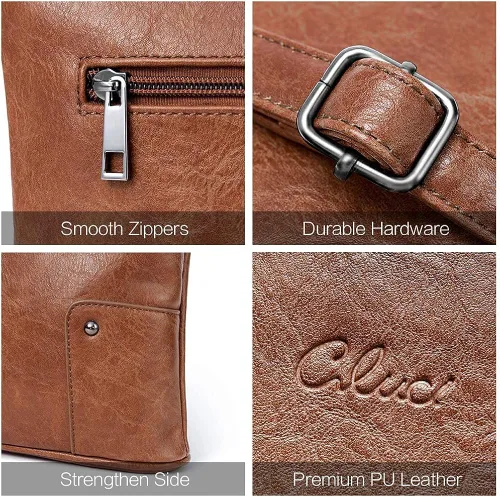Vista 4 de CLUCI Crossbody Bolsas para mujeres pequeño bolso de cuero paquetes con cera de aceite carteras de cuero para mujeres grandes embrague
