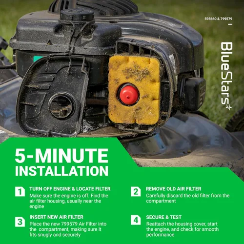 Vista 9 de Cubierta de limpiador de aire BlueStars de calidad premium 595660 & kit de filtro de aire 2 paquetes 799579 - Compatible con motores de serie BS