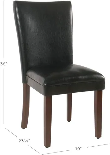 Vista 3 de HomePop Parsons - Juego de 2 sillas de comedor tapizadas, piel sintética negra Negro