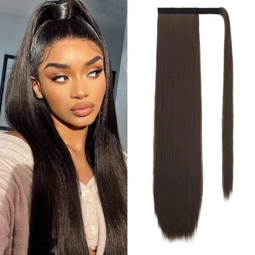 Vista 18 de SEIKEA Extensión de cola de caballo con clip alrededor del cabello lacio para mujer (12 pulgadas, negro)