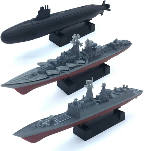 Vista 2 de Kvvdi 8 conjuntos de rompecabezas 3D modelo de acorazado portaaviones juguete submarino, kits de barco de modelismo de plástico de la armada