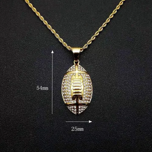 Vista 2 de Colgante helado de fútbol americano, collar de antletas, hip hop, cadena helada, colgante deportivo, rap, punk, rock, discoteca, diamante, joyería
