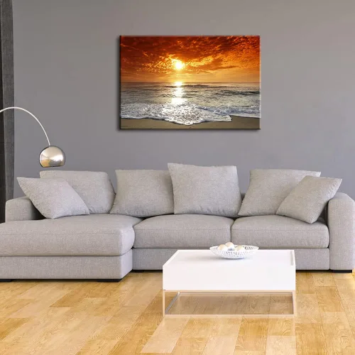 Vista 4 de Wieco Art - Paisaje moderno marino, arte expandido, impresiones marinas con marco, fotos del mar, pinturas sobre tela, arte para pared, para la sala