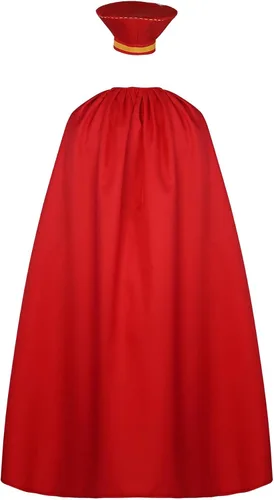 Vista 5 de Disfraz de anime Lord Farquaad Cosplay Farquaad, sombrero rojo, bata, uniforme de caballero, disfraz de Halloween para adultos y niños
