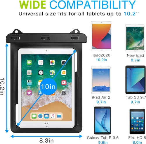 Vista 4 de MoKo Funda impermeable para tableta, bolsa IPX8 para dispositivos de hasta 10,2 pulgadas Compatible con iPad Mini 6, iPad 9, iPad 9.7 6/5/4/3/2