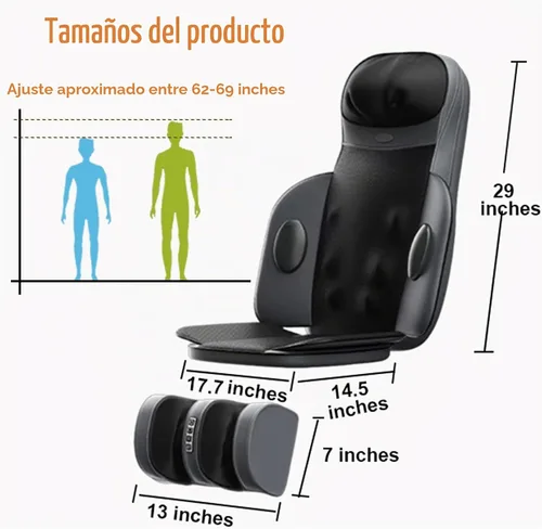 Vista 12 de Masajeador de espalda Shiatsu con calor, cojín de masaje eléctrico para el cuerpo Negro