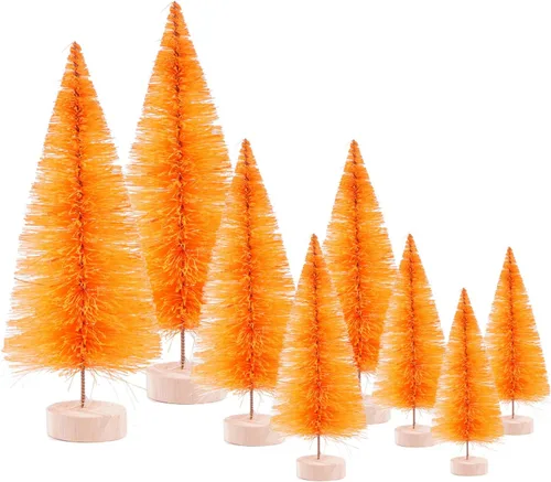 Vista 13 de 8 mini árboles de Navidad artificiales, pinos en miniatura con base de madera, árbol de Navidad de mesa para Navidad, vacaciones, Año Nuevo