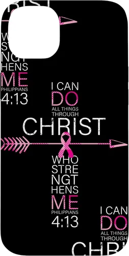 Vista 15 de Breast Cancer Phone Cases Women Philippians 4:13 Pink Cancer Case for iPhone 17