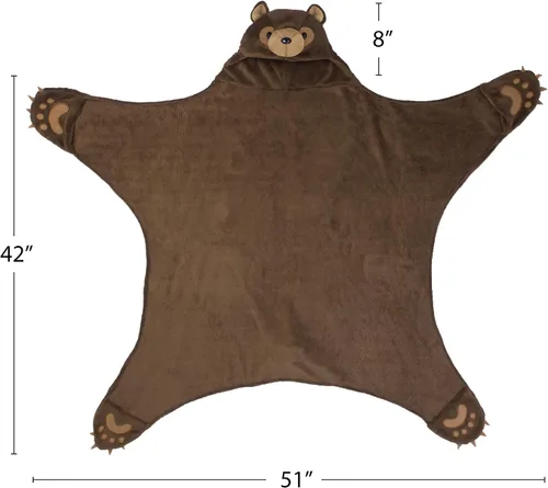 Vista 4 de Fin Fun Manta con capucha para niños - Manta con capucha para niños - Para niños y niñas Double-sided, washable, portable wearable blanket; warm