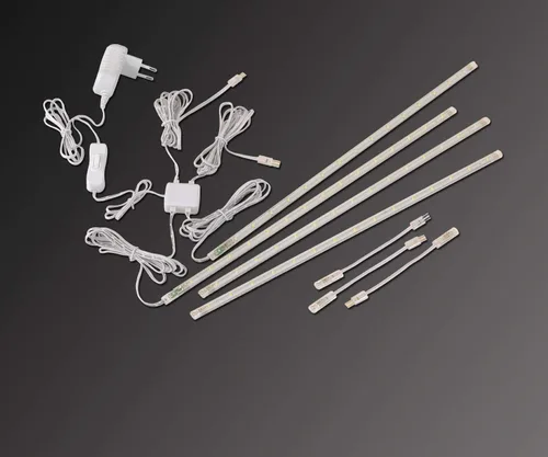 Vista 5 de Kit de barra de luz con pantalla LED, (4) tiras de luces conectables enchufables de 16 pulgadas para gabinete de exhibición grande, serie + conexión