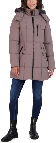 Vista 7 de Nautica Chaqueta acolchada pesada para mujer con capucha forrada de piel sintética