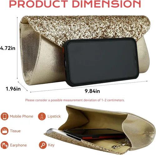 Vista 2 de Bolsa de noche para mujer, bolso de mano para fiesta, bolso de hombro para boda