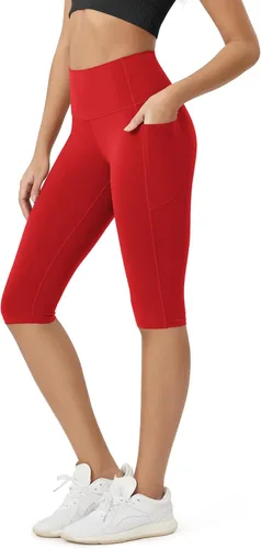 Vista 41 de ODODOS Pantalones capri de yoga suaves como mantequilla para salón con bolsillos para mujeres, leggings capri de cintura alta de 14"/19"/21