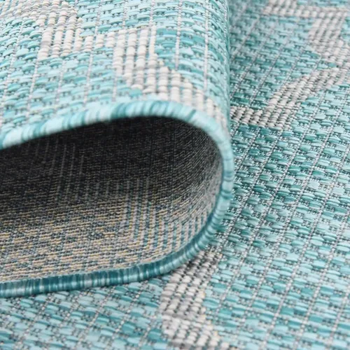 Vista 6 de Unique Loom Outdoor Trellis Collection Alfombra de Área (5' 1" x 8' Oval, Aguamarina/Gris)