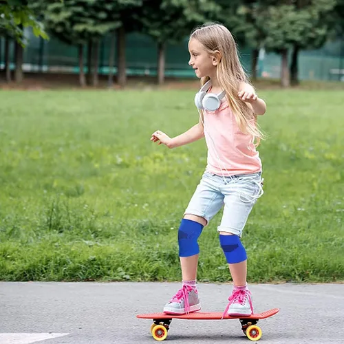 Vista 6 de Yxmeiguo 2 pares de rodilleras para niños, rodilleras para niños, rodilleras de compresión para niños y niñas, rodilleras para baloncesto, voleibol