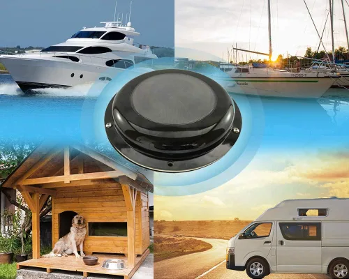 Vista 4 de Ventilador de ventilación solar con batería para barco, yate, cámper, hogar, negro