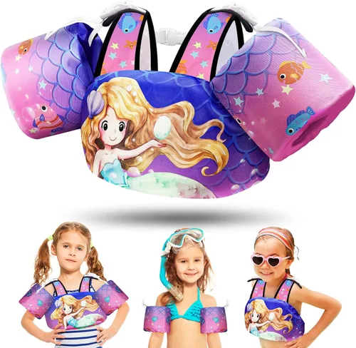 Vista 10 de Vvinca Chaleco de natación separable para niños pequeños de 22 a 66 libras (1 a 6 años) Flotador de piscina 3 en 1 y bandas de brazo para niños
