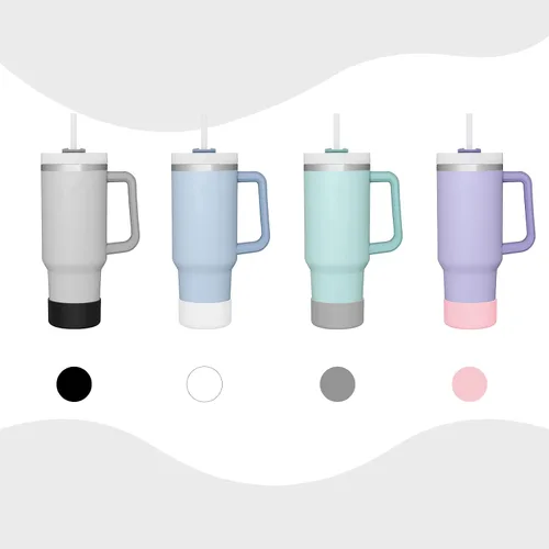 Vista 5 de 2 fundas de silicona para vaso Stanley de 30 onzas con asa, accesorios de taza para Quencher de 40 onzas e IceFlow de 20 onzas, reduce el ruido