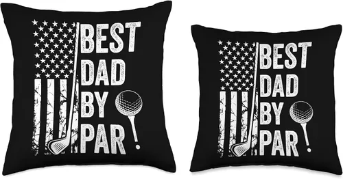 Vista 3 de Best Dad By Par Golfing Apparel by AlphaONE Best Par USA Flag Father's Day Golfing Dad Throw Pillow, 16x16, Multicolor
