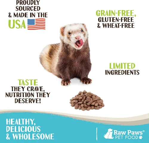 Vista 2 de Raw Paws Alimento liofilizado para hurones – Receta de carne de res, 16 onzas – Hecho en Estados Unidos – Dieta de hurones sin granos para hurones