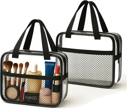 Vista 9 de XEWEA Bolsas de Aseo Transparentes de Viaje, Paquete de 3 Bolsas de Maquillaje Transparentes Aprobadas por TSA para Hombres y Mujeres, Kit