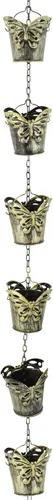 Vista 2 de Arcadia Garden Products RC02 - Cadena de lluvia con cubo de mariposa, color amarillo antiguo