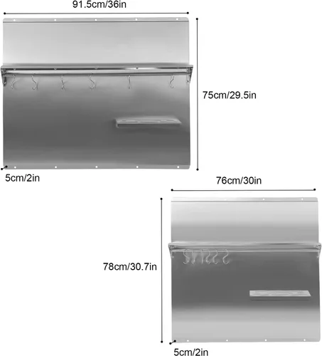 Vista 4 de Protector de pared con protector de pared de acero inoxidable para salpicaduras, con estante de almacenamiento integrado y estante colgante para uso