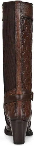 Vista 5 de Cuadra Botas altas para mujer en piel de pitón auténtica, color marrón