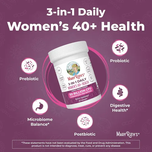 Vista 9 de MaryRuth's 3 en 1 Daily Health 40+ Probióticos para mujeres Suplemento de apoyo hormonal y menopausia para mujeres Cápsulas de salud intestinal