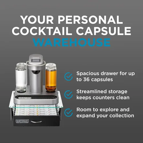 Vista 3 de Bartesian Organizador de cajones de almacenamiento de cápsulas de cóctel, elegante dispensador de mezclador de bebidas para cócteles mixología