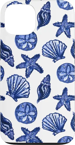 Vista 7 de Funda azul para iPhone 16, diseño de conchas marinas náuticas para nieta costera