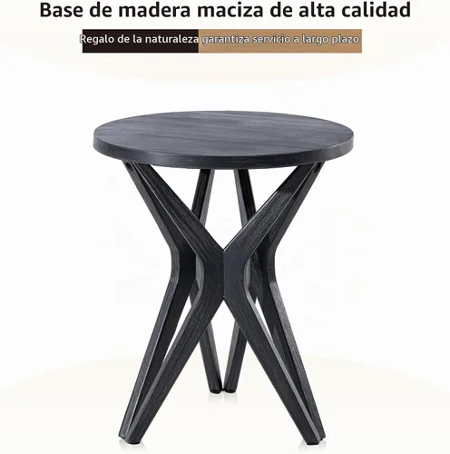 Vista 4 de Pedestal Farmhouse - Mesa auxiliar redonda con base de trípode