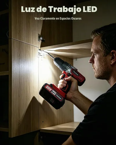 Vista 8 de AVID POWER Juego de taladro inalámbrico de litio de 20 V Max, kit de taladro eléctrico con batería y cargador, portabrocas sin llave de 3/8 1-rojo