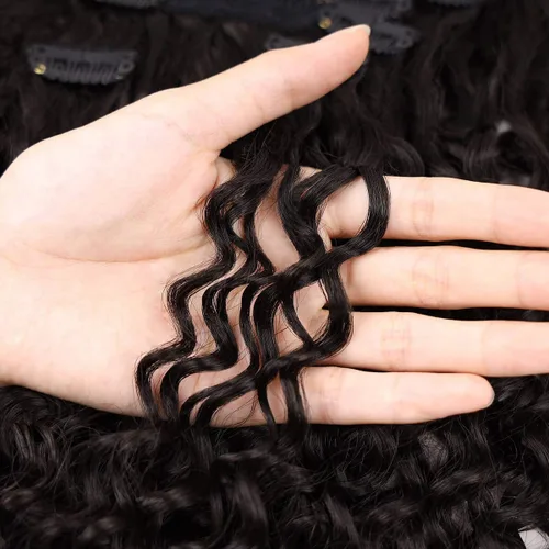 Vista 6 de BHF - Extensión de cabello rizado de 26 pulgadas, con clip de doble trama de 4.94 onzas, fibra japonesa resistente al calor, extensión de cabello