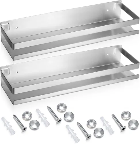 Vista 15 de Lallisa 2 Piezas Estante de Acero Inoxidable para Baño, Ducha, Estantes Flotantes, Cesta Organizadora Montada en la Pared, Estantes Organizadores
