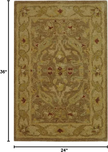 Vista 2 de SAFAVIEH Antiquity Collection AT311A - Alfombra decorativa de lana oriental tradicional hecha a mano, 2 x 3 pies, marrón y dorado