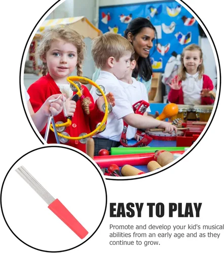 Vista 4 de Vaguelly Raspador para niño y niña, percusión latina, instrumento musical estilo peine, acero inoxidable duradero con superficie lisa para educación